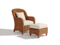 Fauteuil de jardin - Rotin tressé-Tissu - longueur 79cm x largeur 84cm x hauteur 101cm - Marron miel-Crème - Style classique