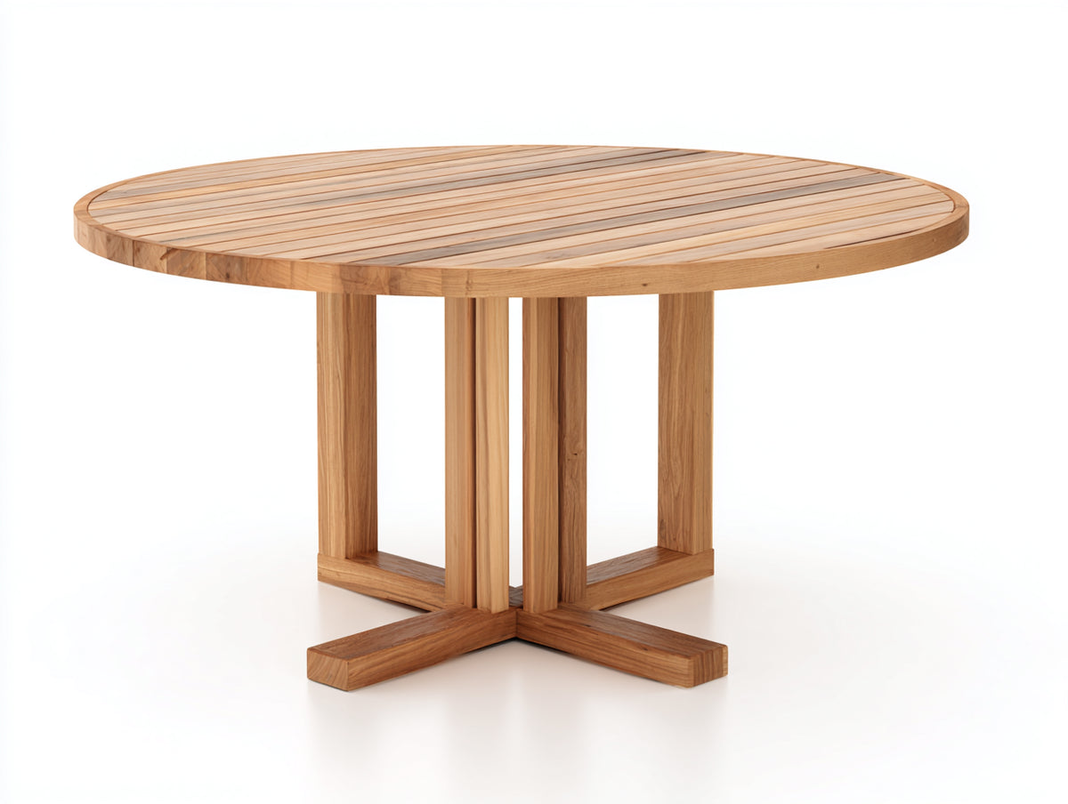 Table de jardin - Bois massif - 130x130x76 cm - Bois naturel - Style contemporain