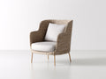 Fauteuil de jardin - Rotin tressé-Tissu - 81x83x101 cm - Gris taupe-Écru - Style élégant