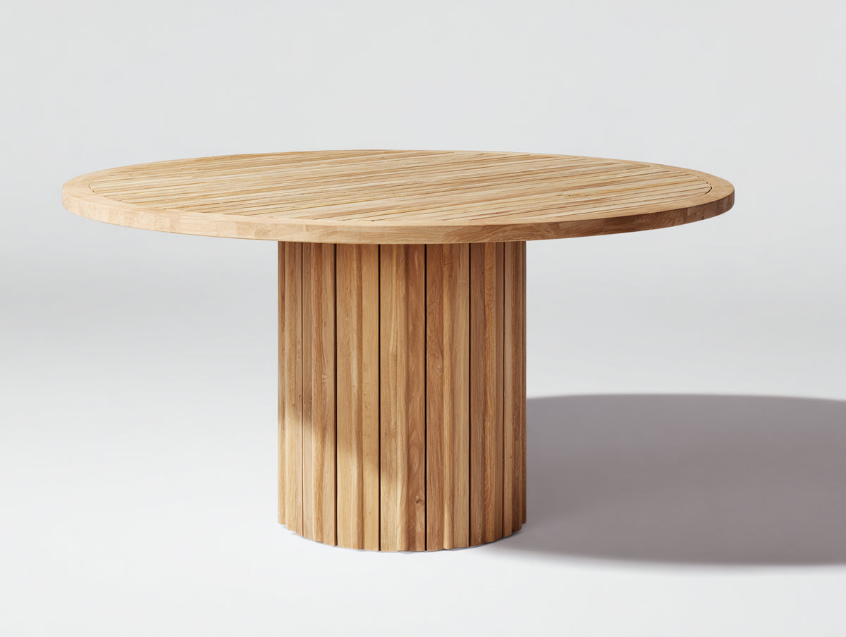 Table de jardin - Bois massif - 135x135x76 cm - Bois naturel clair - Style contemporain