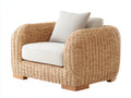 Fauteuil de jardin - Rotin tressé-Tissu - 94x89x81 cm - Beige miel-Écru - Style naturel contemporain