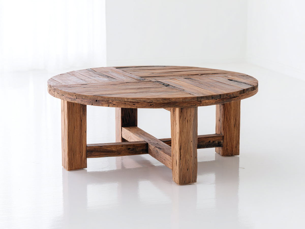 Table de jardin - Bois massif - 110x110x45 cm - Brun naturel - Style rustique
