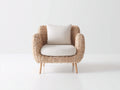 Fauteuil de jardin - Rotin tressé-Tissu - 84x79x82 cm - Beige naturel-Ivoire - Style organique