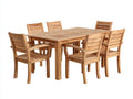 Salon de jardin repas - bois massif - 165 x 90 x 75 cm - bois clair - style naturel