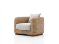 Fauteuil de jardin - Rotin tressé-Tissu - 87x84x79 cm - Beige sable-Écru - Style moderne