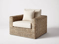 Fauteuil de jardin - Rotin tressé-Tissu - 89x86x79 cm - Taupe naturel-Écru - Style contemporain