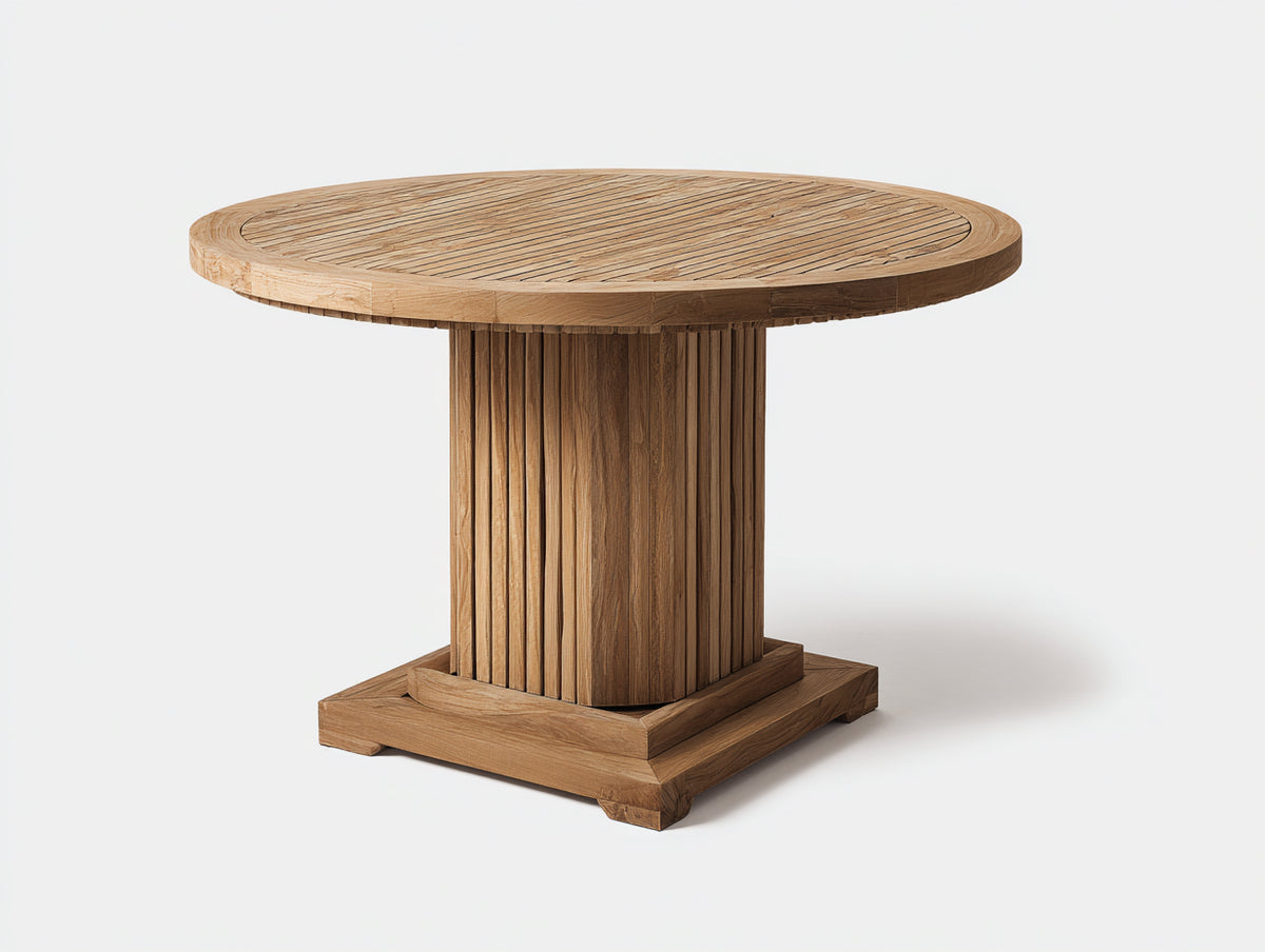 Table de jardin - Bois massif - 115x115x76 cm - Bois naturel - Style classique contemporain pour repas extérieur