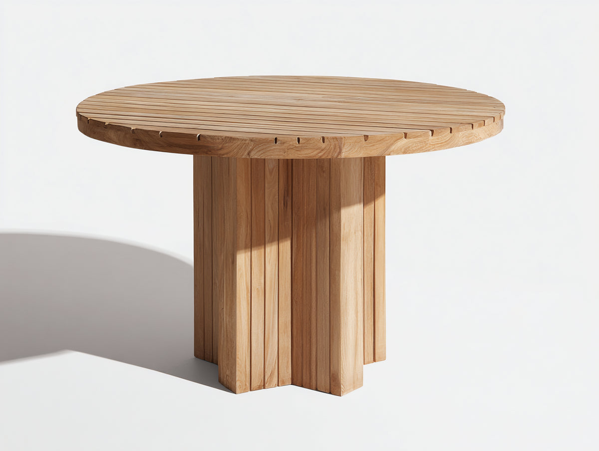 Table de jardin - Bois massif - 120x120x76 cm - Bois naturel - Style moderne pour repas extérieur