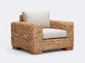 Fauteuil de jardin - Rotin tressé-Tissu - 92x88x82 cm - Beige naturel-Écru - Style rustique