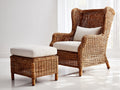 Fauteuil de jardin - Rotin tressé-Tissu - 84x79x106 cm - Marron naturel-Beige - Style classique