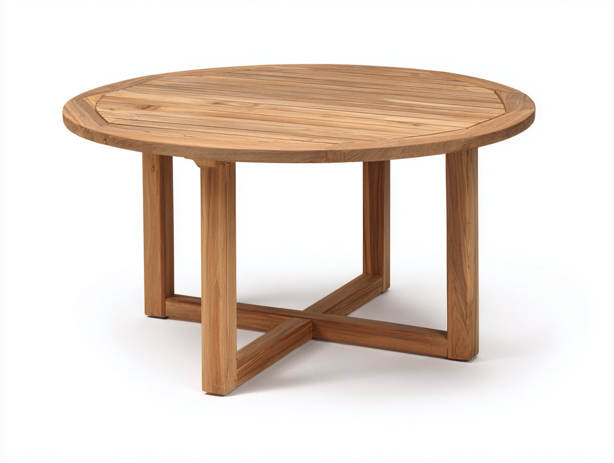 Table de jardin - Bois massif - 130x130x76 cm - Bois naturel chaud - Style contemporain