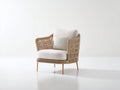 Fauteuil de jardin - Rotin tressé-Tissu - 80x78x84 cm - Marron clair-Écru - Style contemporain