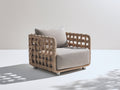 Fauteuil de jardin - Rotin tressé-Tissu - 84x80x79 cm - Beige naturel-Grège - Style contemporain